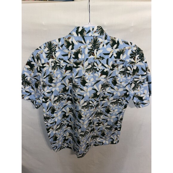 Hisdern Hawaiian Shirt Men’s Size Large Blue Floral Button Up Short Sleeve - Picture 8 of 12